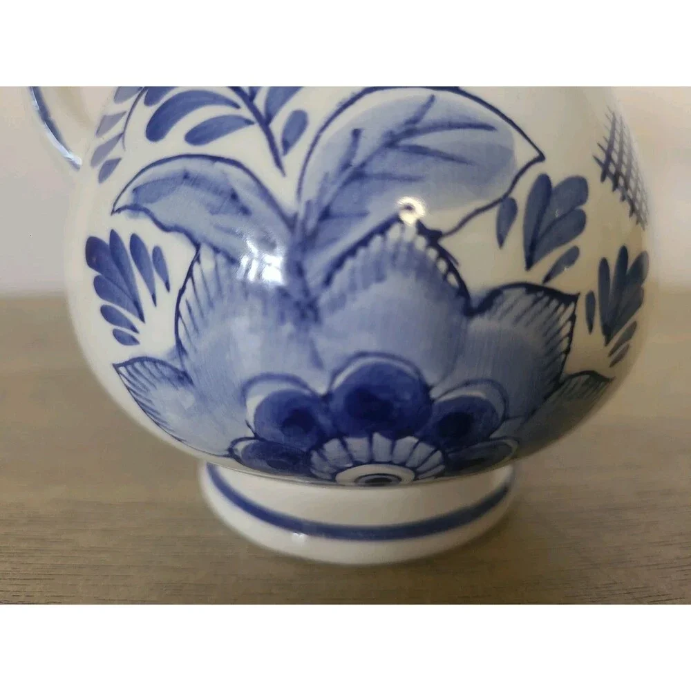 3 Piece Lot Handpainted Delft Blue Pottery Vase Bowl Pitcher Windmill Holland
